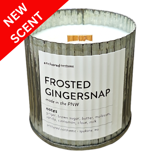 Frosted Gingersnap Rustic Vintage Farmhouse Wood Wick Candle: 10oz