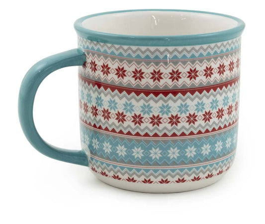 Fancy Forest Stripe Ceramic Christmas Mug: DOLOMITE