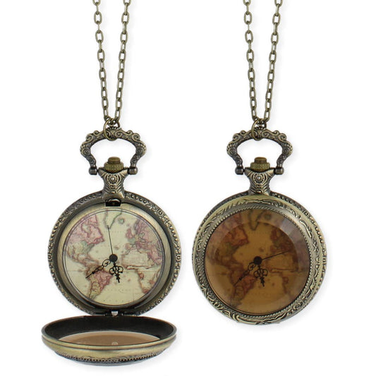 World Map Watch Necklace