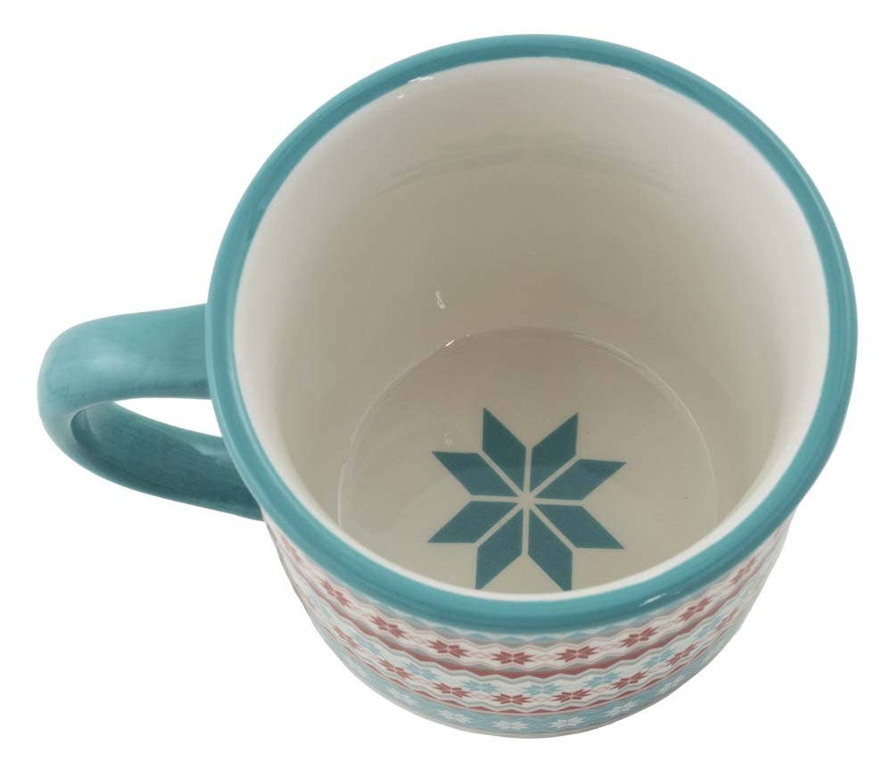 Fancy Forest Stripe Ceramic Christmas Mug: DOLOMITE