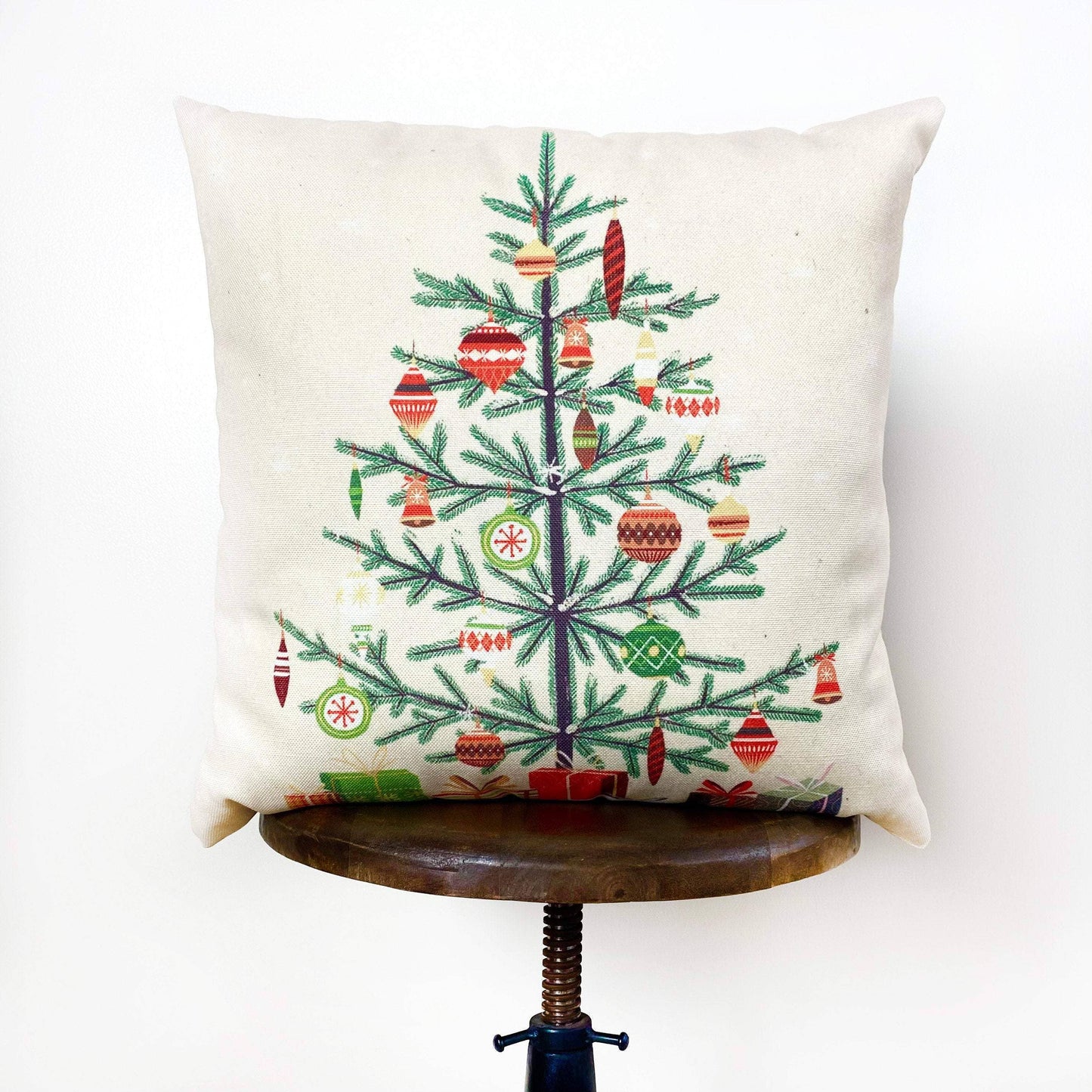 Nordic Pine Christmas Tree Throw Pillow Cover & Insert/ 16x16 Inches