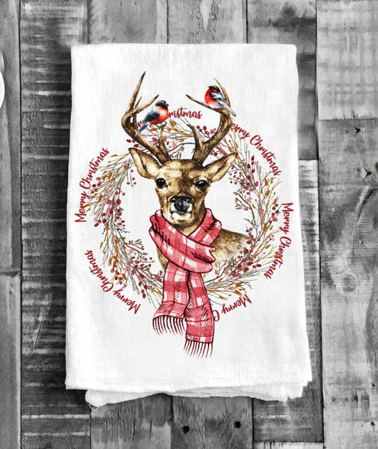 Christmas Reindeer Holiday Cotton Tea Towels Kitchen