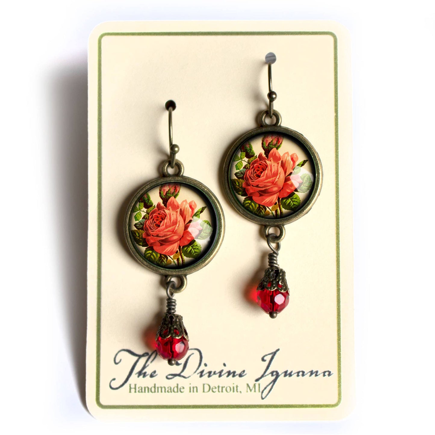 Victorian Tea Rose Earrings - Romantic Floral Valentine