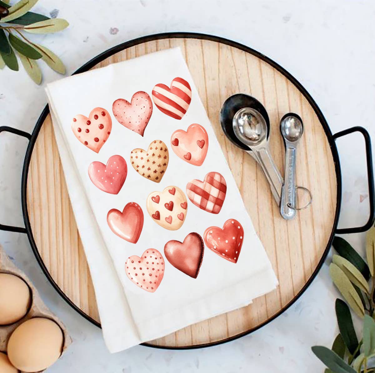 Valentine Heart Cookies  Flour Sack Tea Towel