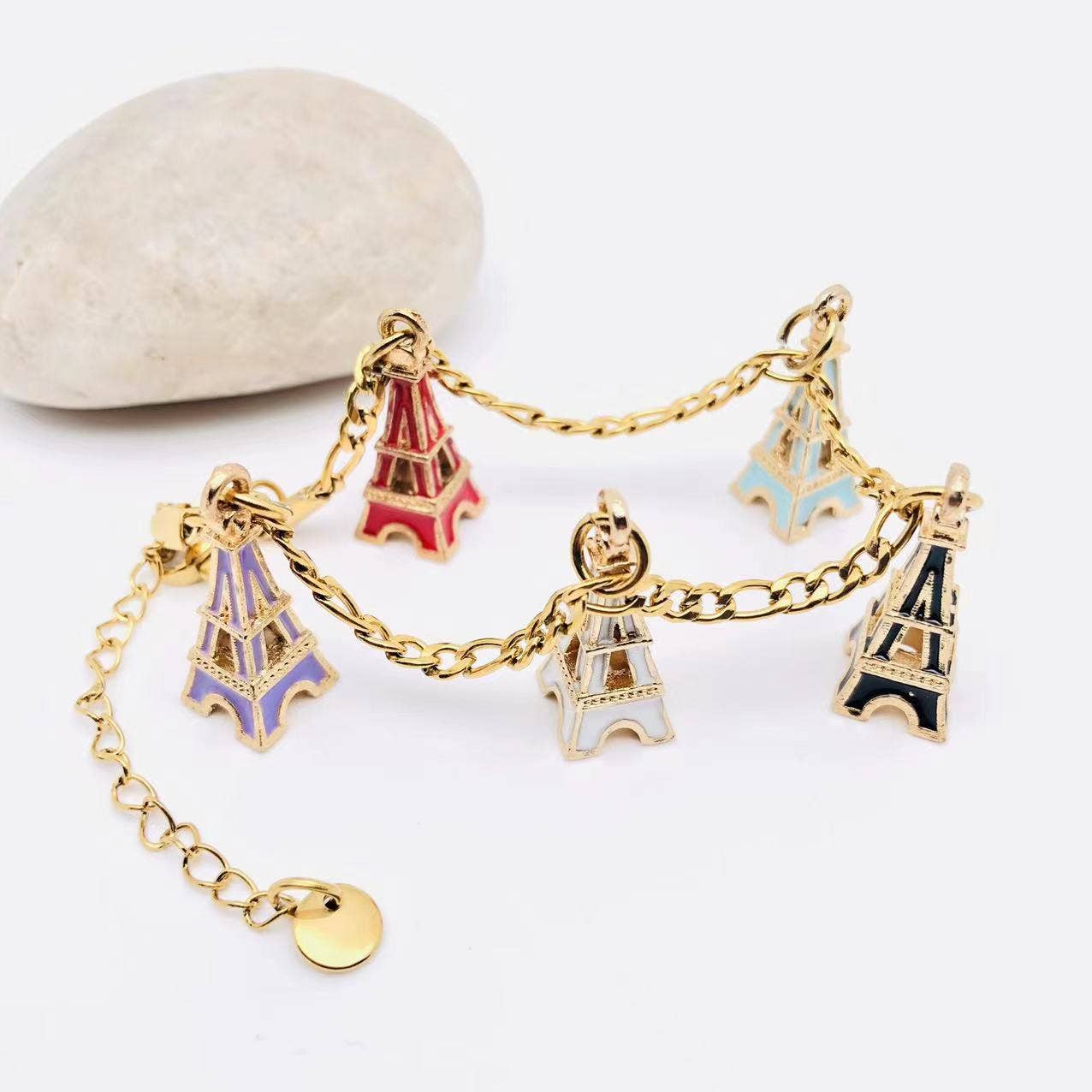 Women Gold Plated Eiffel Tower Bracelet