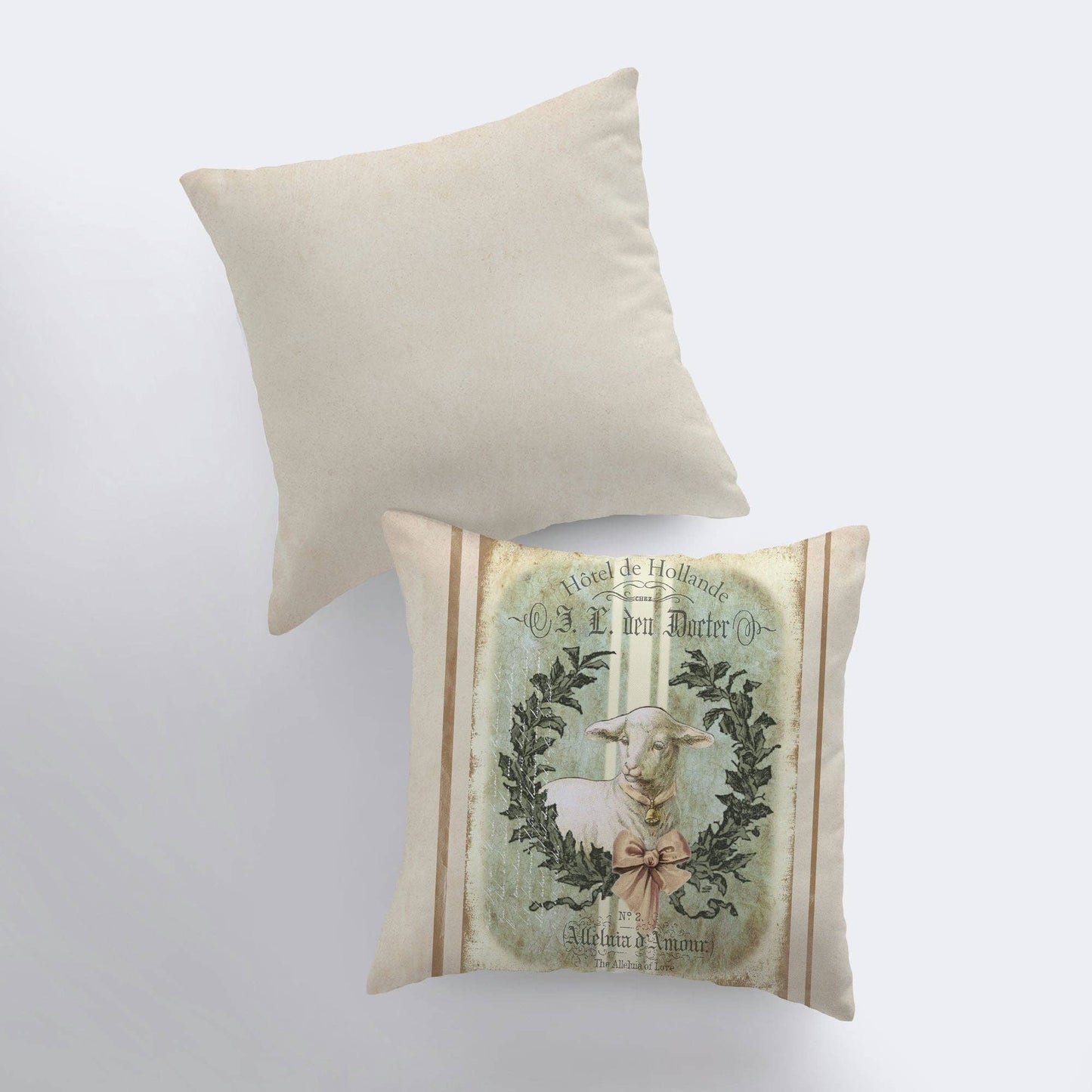 Lamb- Throw Pillow - 16x16 Inches / Cover & Insert