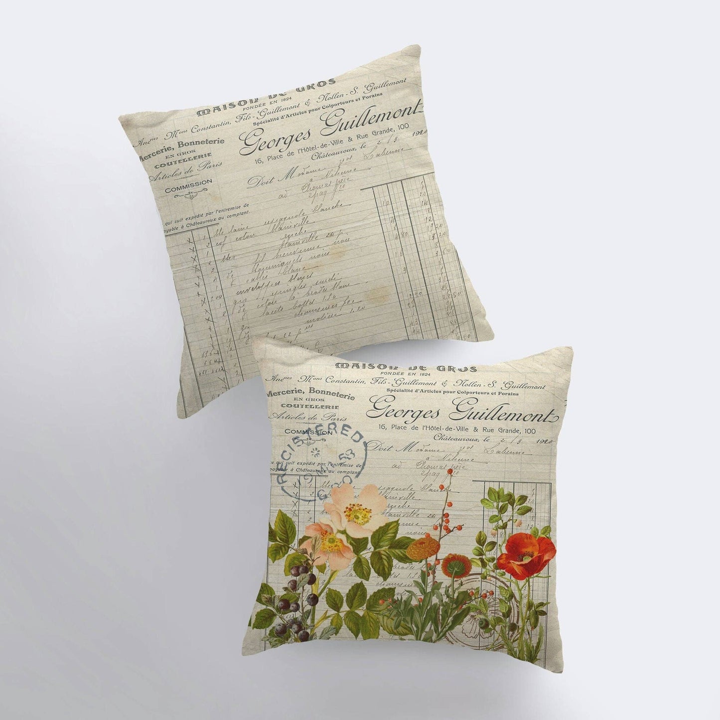 Botanical Garden | Vintage Floral | Botanical | Pillow Cover | Vintage | Farmhouse Decor | Home Decor | Throw Pillow | Room Decor | Gift: 14x14 Inches / Cover Only