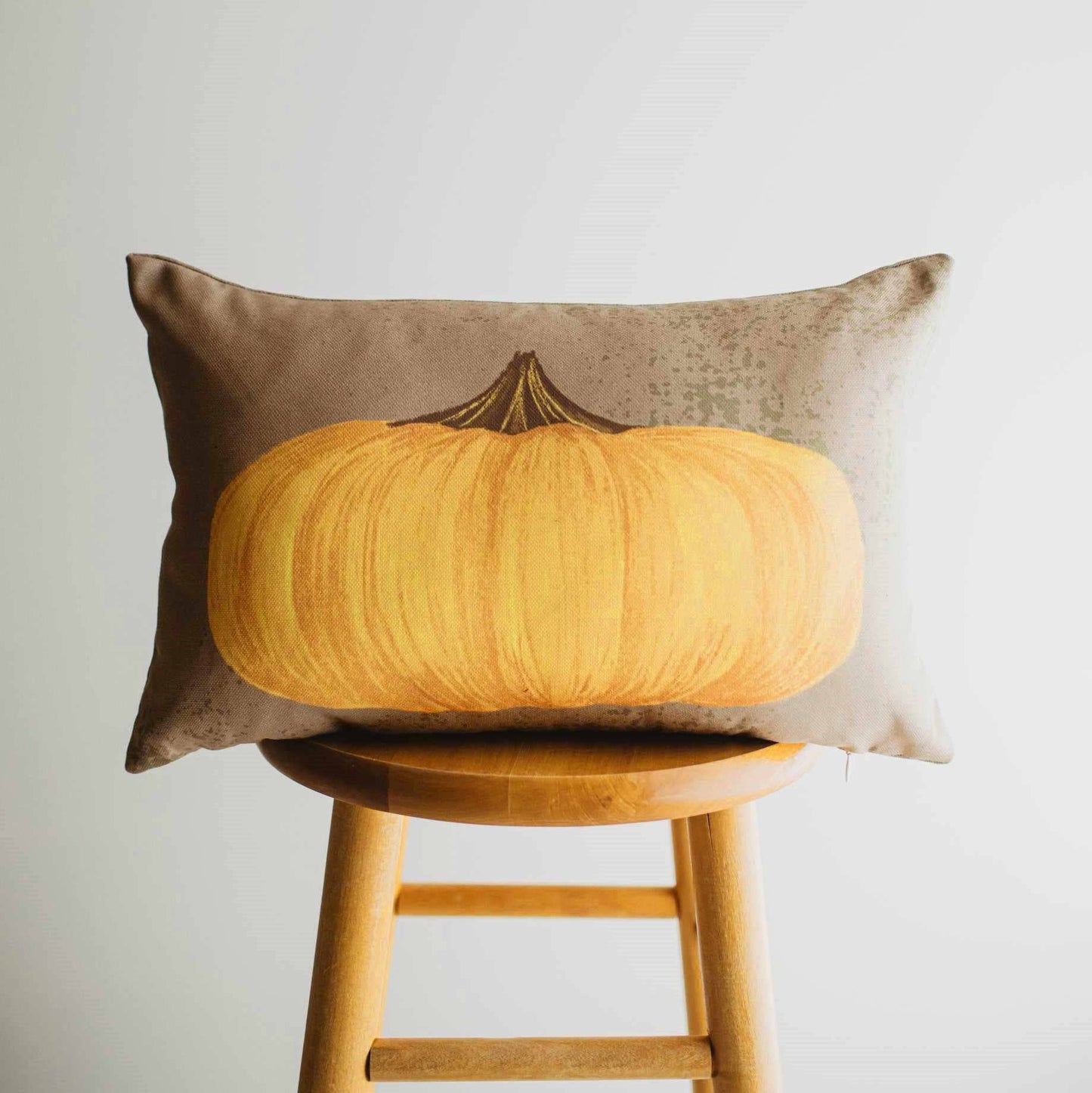 Primitive Flat Yellow Fall Pumpkin Lumbar Pillow Cover 18x12