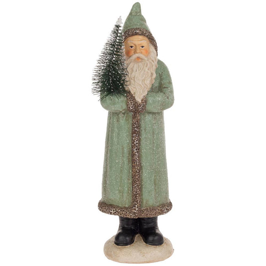 Sage Green Hooded Saint Nick-10.25" Tall