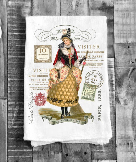 Vintage Witch  Paris Halloween Cotton Tea Towels