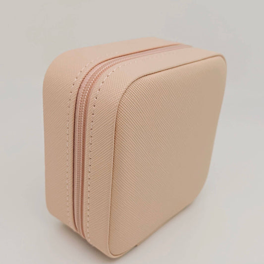 Leather Portable Travel Jewelry Box: Blush Pink