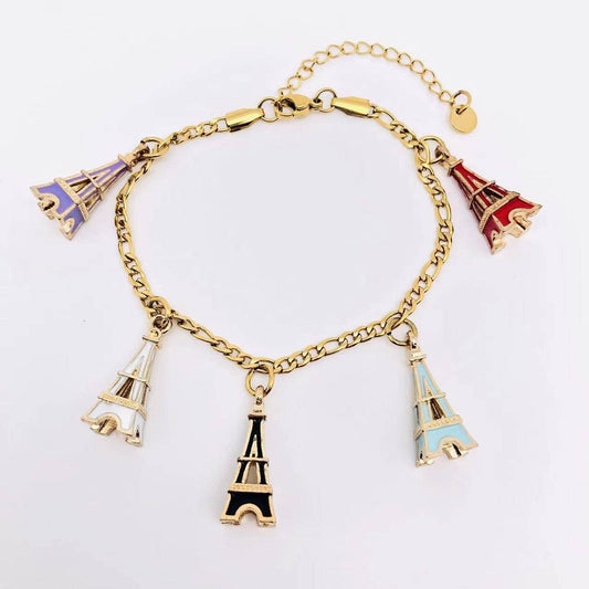 Women Gold Plated Eiffel Tower Bracelet