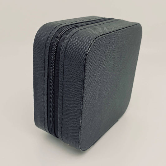 Leather Portable Travel Jewelry Box: Black