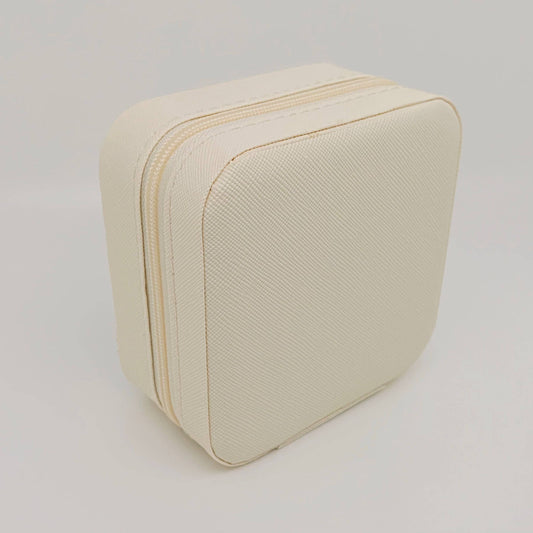 Leather Portable Travel Jewelry Box: Ivory